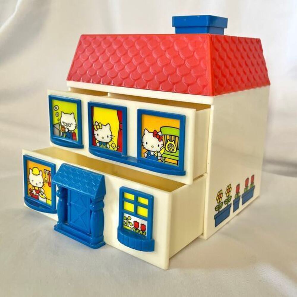 Vintage Sanrio Hello Kitty House Jewelry Box Multiple Drawers with Accessories